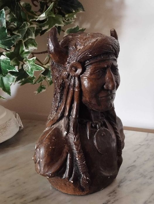 Escultura Busto Indígena Chef Índio Gesso