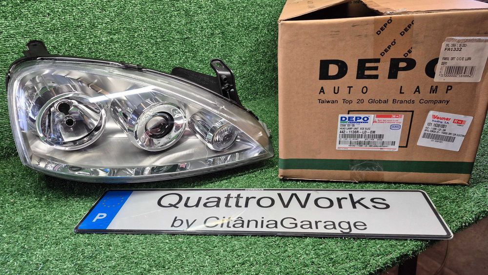 Otica Farol Frente Direito Opel Corsa C X01 Combo C 2000 a 2012 Ref. 442-1136R-LD-EM NOVO DEPO