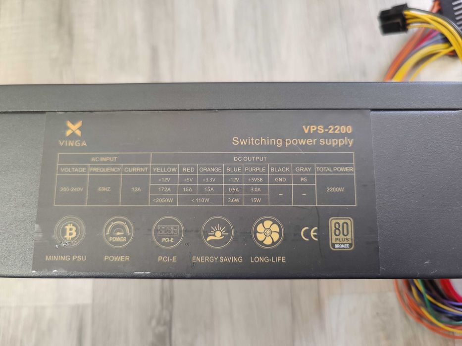 Блок живлення Vinga 2200W (VPS-2200 Mining edition) БП для пк/сервера