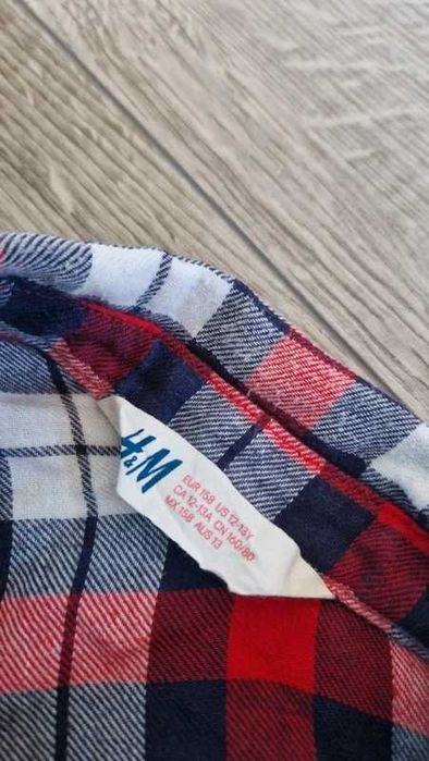Czerwona koszula w kratę damska H&M XS/34 bawełna