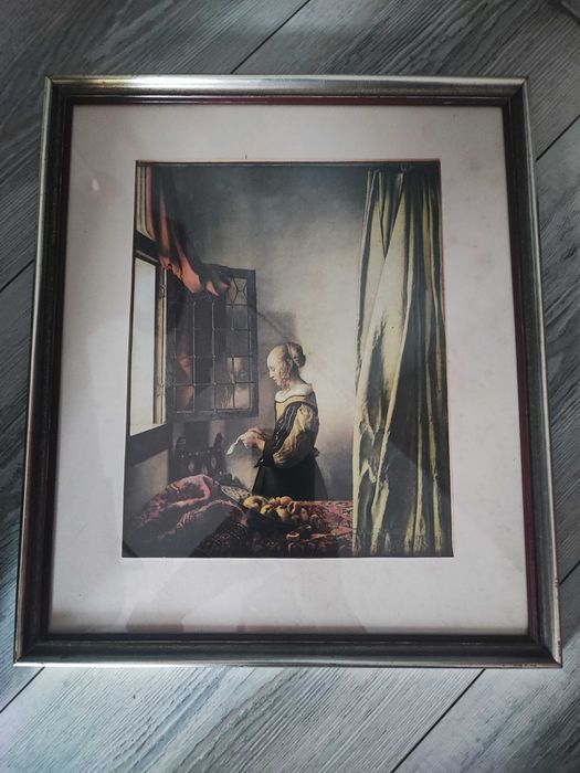 Stary obraz reprodukcja Vermeer - Dziewczyna czytająca list