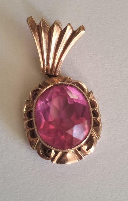 Подвеска, кулон золото 583 проба с рубином, производства  СССР