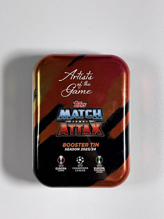 TOPPS Match Attax 2023/24 Album + 376 Cards, Poster Original Metal Box