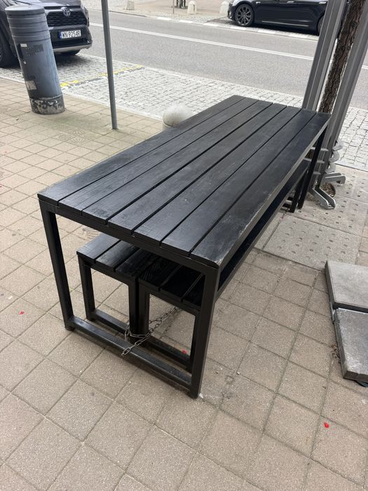 Zestaw ogrodowy, parasole ogrodowe, stoły, ławki