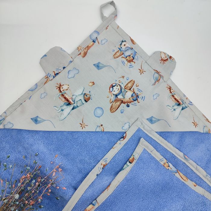 Дитячий махровий рушничок з куточком Полотенце с капюшоном рушник