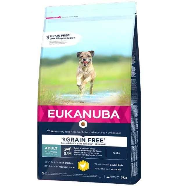 PORTES GRÁTIS - Eukanuba Dog Grain Free Adult Small & Medium 12+6kg