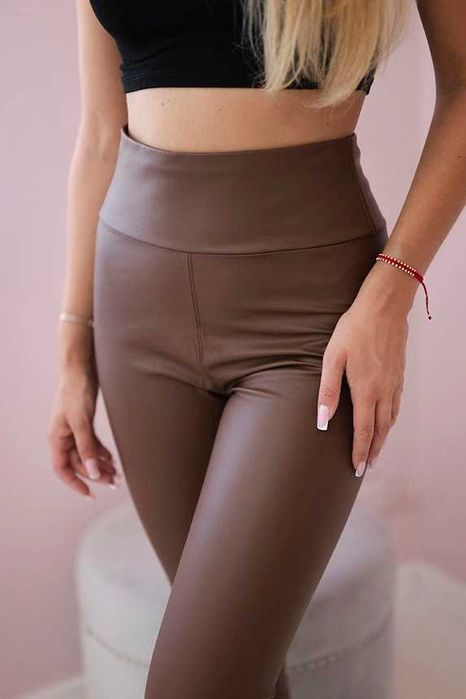 Ocieplane legginsy z eco skóry S,L