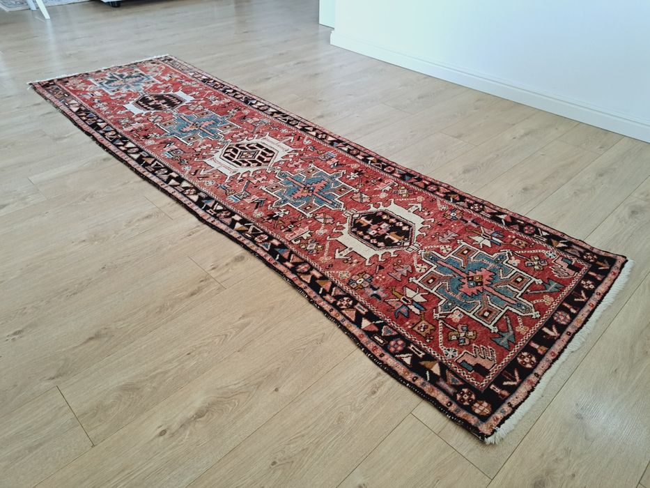 Unikalny perski ręcznie tk wełniany chodnik Hamadan lata 40ste 80x260