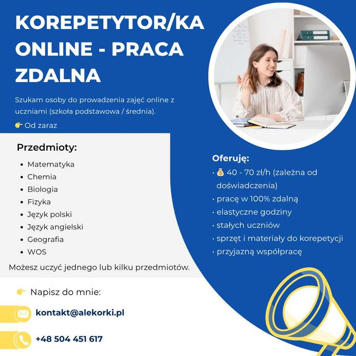 Korepetytor/korepetytorka online - praca