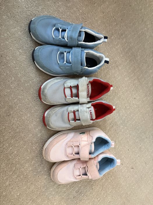 3 pares sapatilhas Lacoste, menina, tamanho 33 e 34