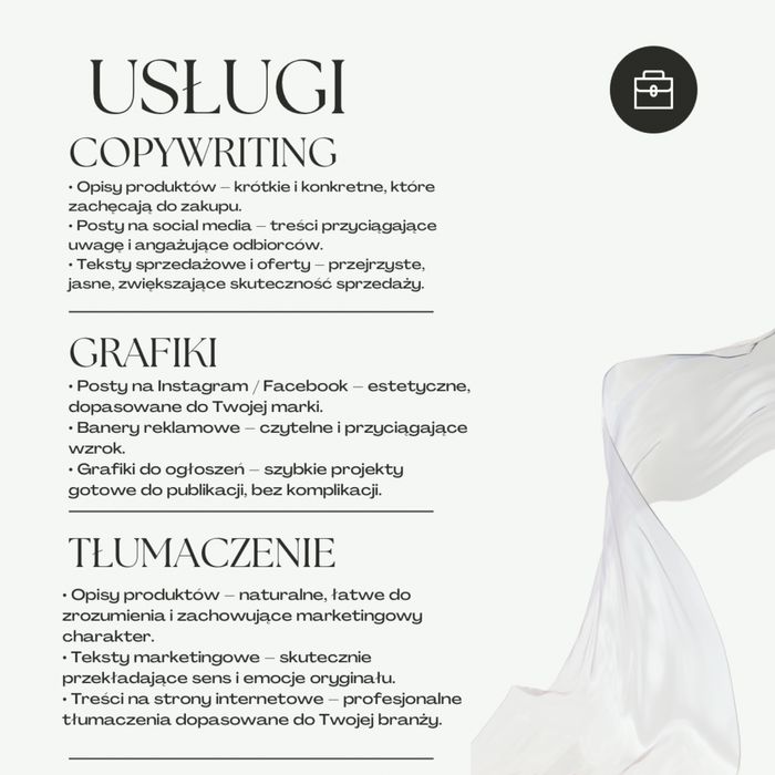 Copywriting | Grafiki | Tłumaczenia EN→PL, PL → EN – szybka realizacja