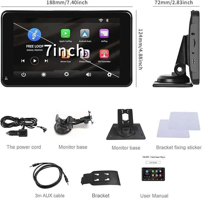 7-calowe dotykowe radio samochodowe z CarPlay, Android Auto SIXTOP