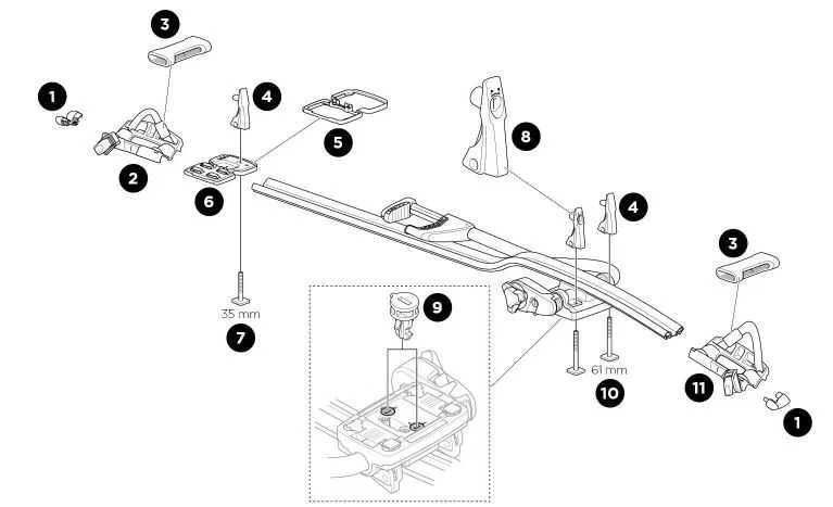 Peças para suporte de bicicleta Thule Proride 591 e 598