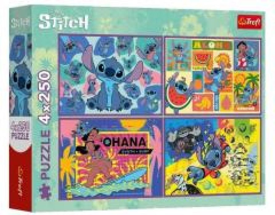 Puzzle 4w1 Stitch TREFL pudełko,349x262 mm