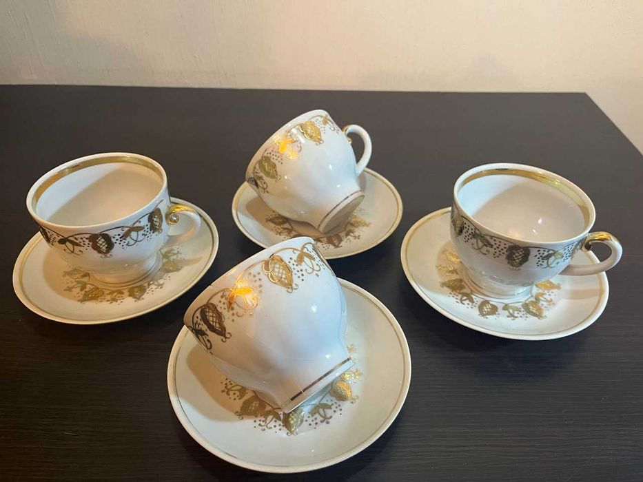 Чайные, кофейные сервизы, новые и бу, тарелки кобальт с позолотой
