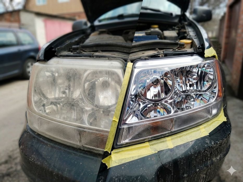 Полірування фар авто