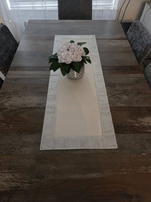 Biały bieżnik glamour z ekoskórki 100x35 100x35