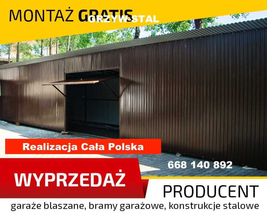 Duży Garaż Blaszany Grafit – Wiata – Hala – Magazyn  – GRZYWSTAL*