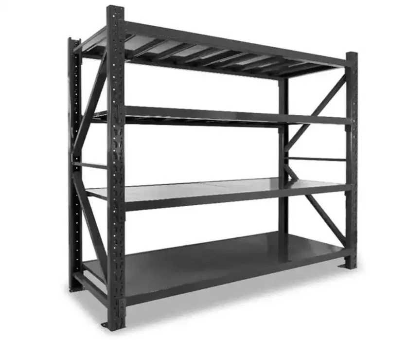 Czarny regał magazynowy do garażu piwnic 200x60x200