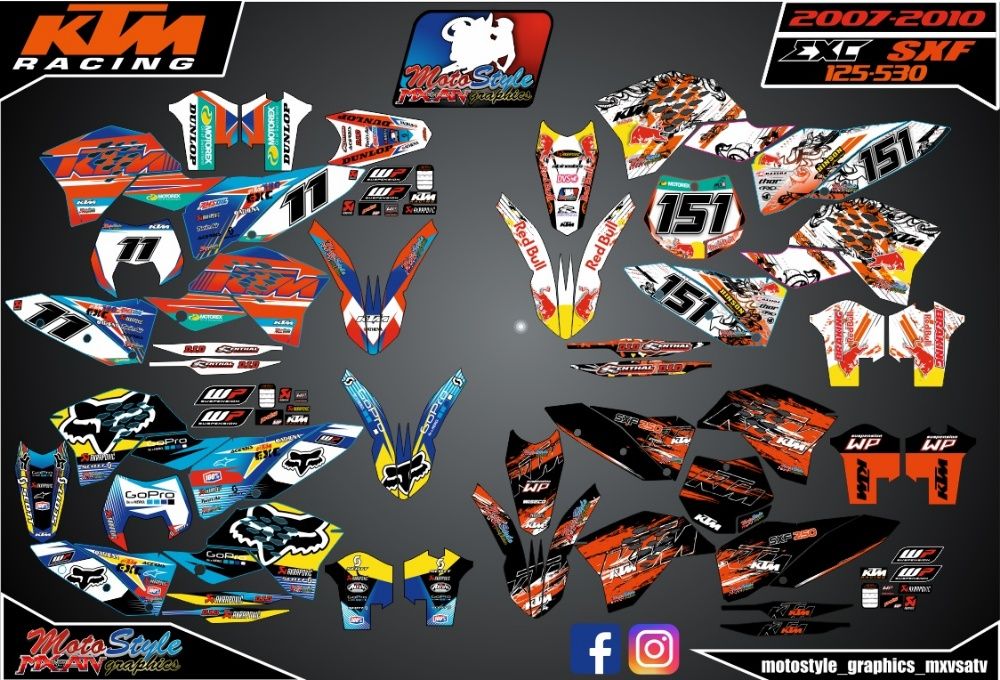 Наклейки KTM EXC SXF SX SMC690 SM LC4 50 65 85 125 250 350 450 525 530