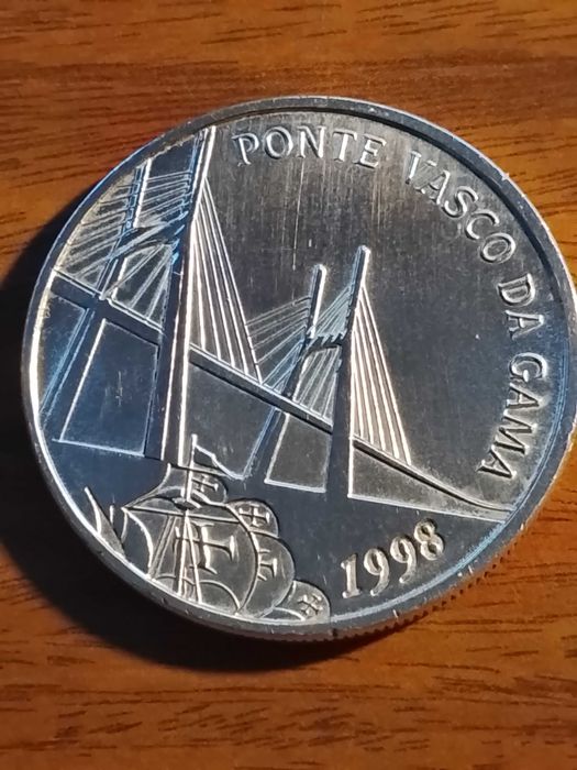 Moeda de 500 escudos de 1998, de Ponte Vasco da Gama, em Prata