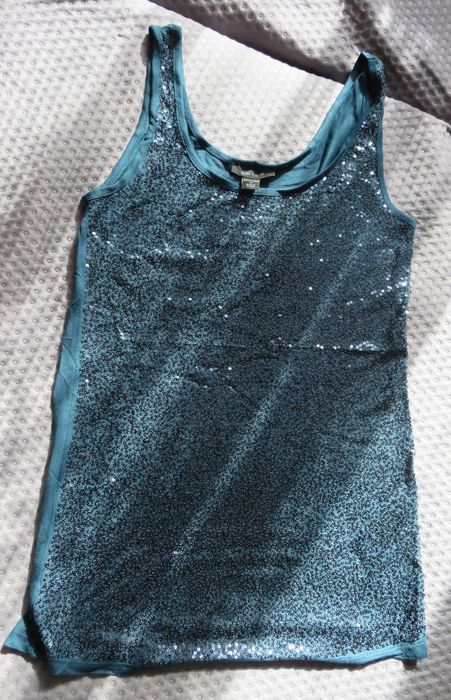 Koszulka bluzka Amisu morska zieleń szmaragdowa cekiny rozm XS