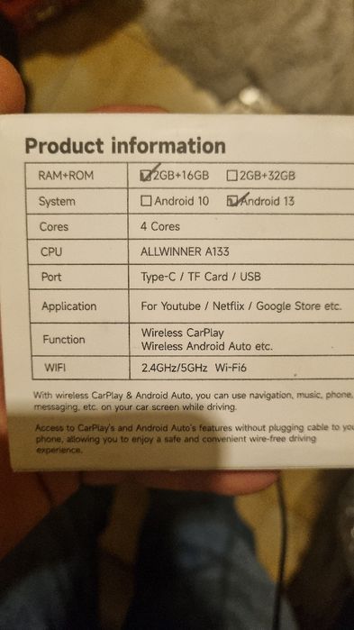 Android wireless para carro