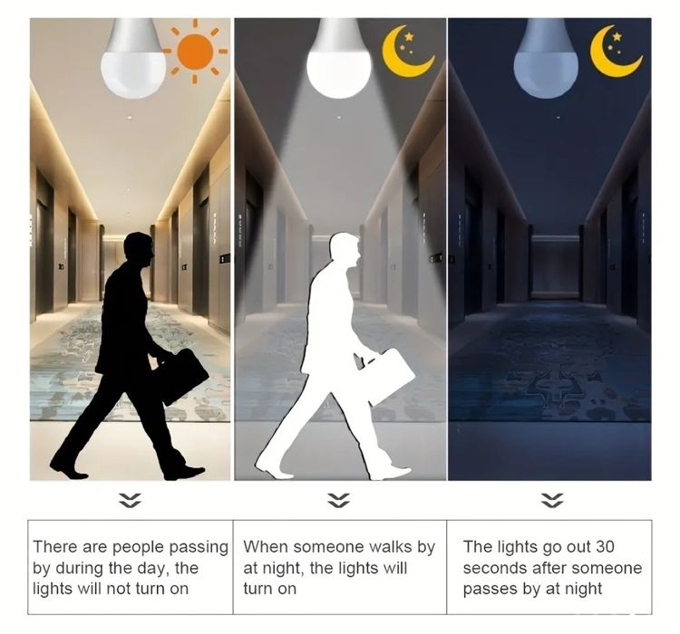 Lâmpada luz LED branca 12w com sensor NOVA