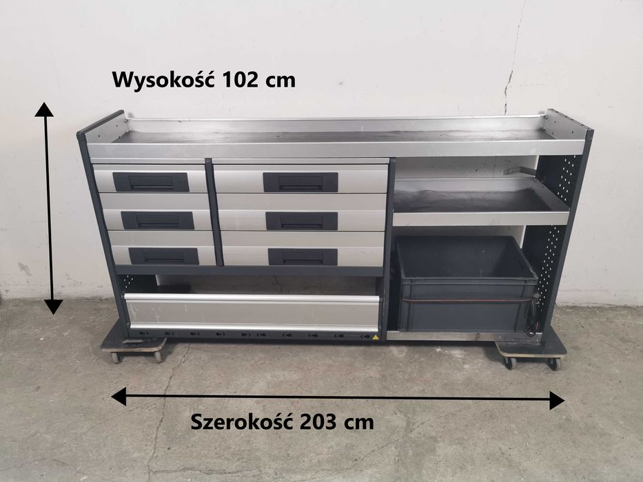 Zabudowa serwisowa warsztatowa regał samochodowy serwis SZUFLADY BOTT