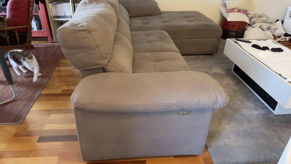 Sofa de 4 com chaise lounge e eletricamente inclinavel