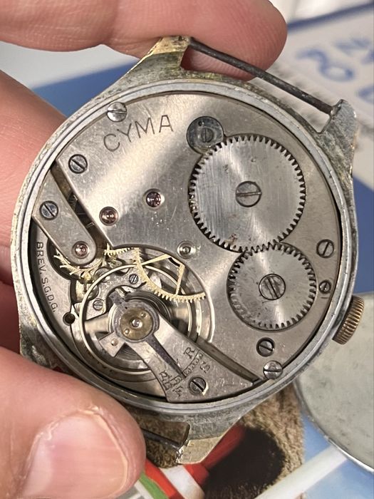 CYMA Vintage Jumbo Sector Dial • lata 40. • po przeglądzie • oryginalny • 17 Jewels
