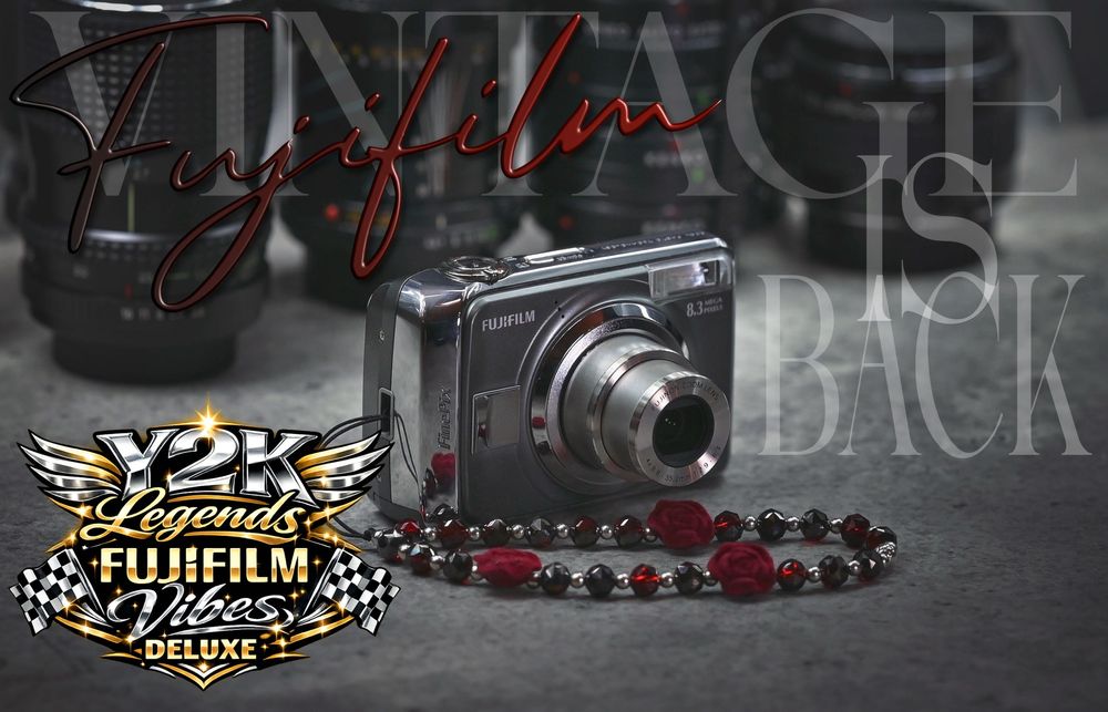 Vintage Y2k SuperCCD Fujifilm Rose + etui, baterie, 1 GB SD, pasek