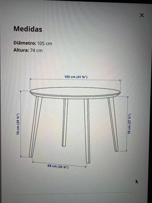 Mesa Jantar Redonda IKEA Lisabo