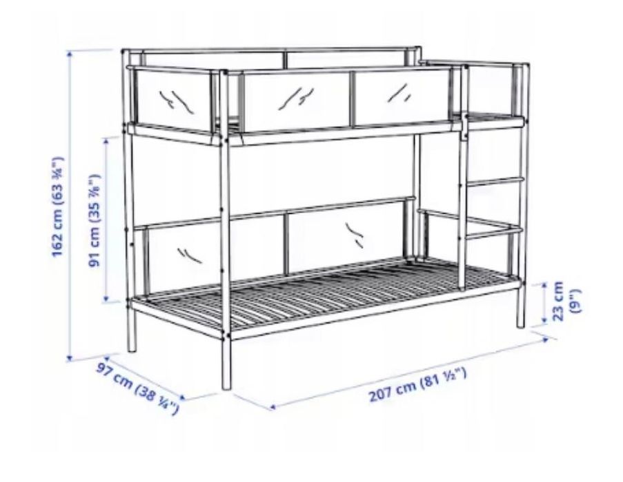 Łóżko piętrowe IKEA VITVAL 90x200
