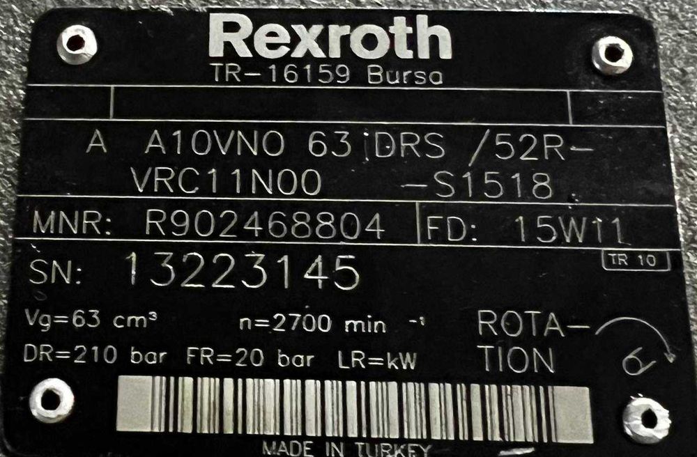 Rexroth A A10VNO 63 DRS /52R-VRC11N00 Pompa do AGCO Valtra T183
