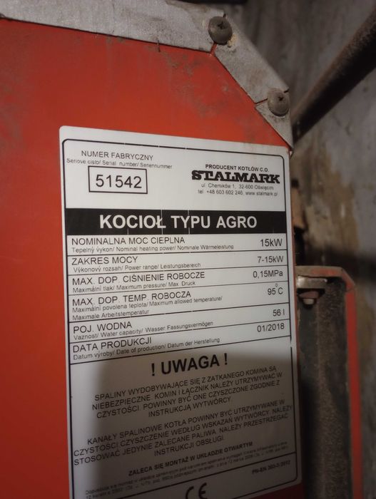 Sprzedam Kocioł CO STALMARK 15KW. 2018r