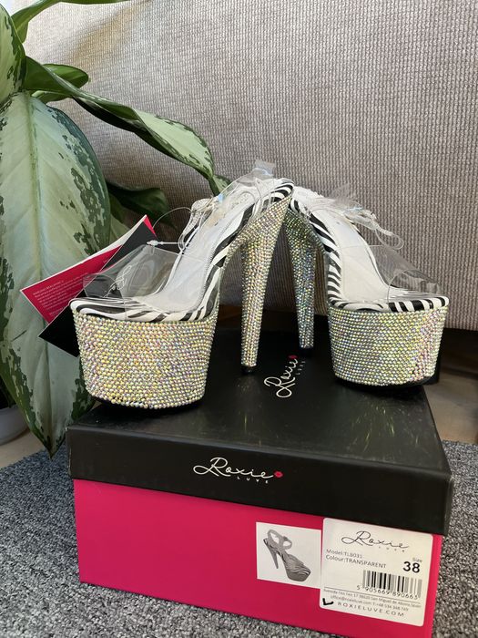 Szpilki Pole Dance 38 zebra cyrkonie nowe Roxie Luve jak pleaser