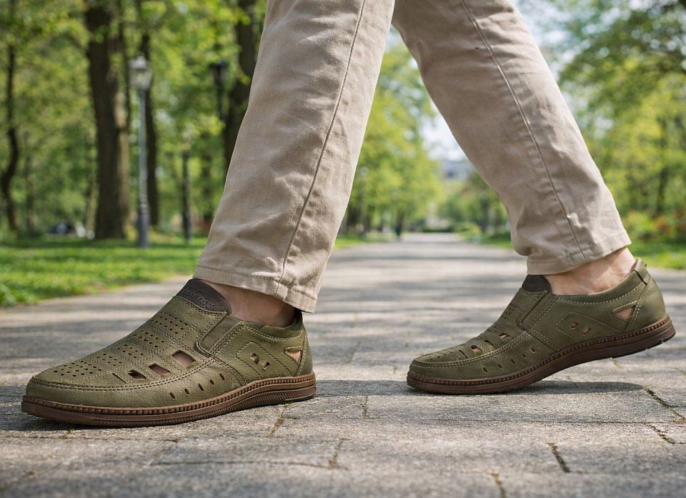 Mokasyny męskie ażurowe letnie khaki P-4-7045 rozmiar: 40