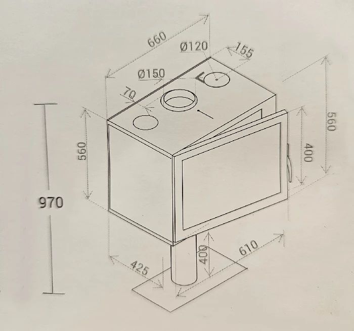 Salamandra Lenha Com Pé - Com Ventilação - Nacional - NOVAS