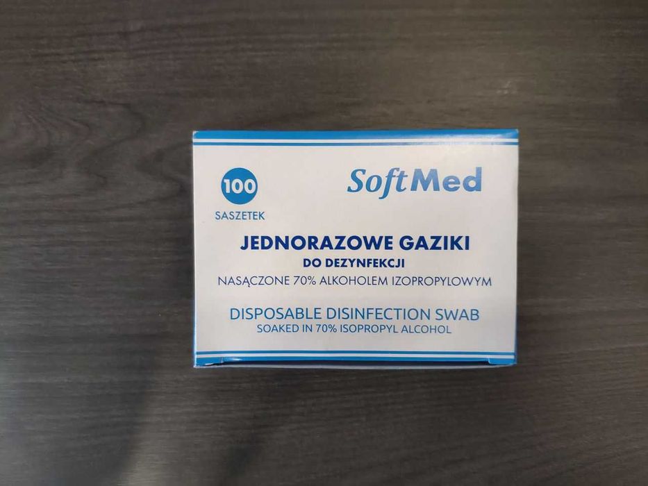 2000 szt* gaziki dezynfekcyjne* SoftMed UROMED nasączone alkoholem 70%