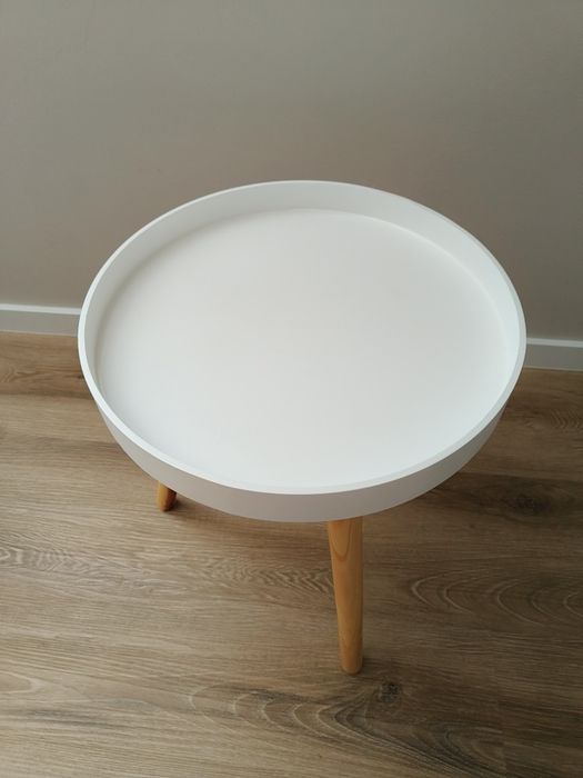 Stolik nocny biały etażerka