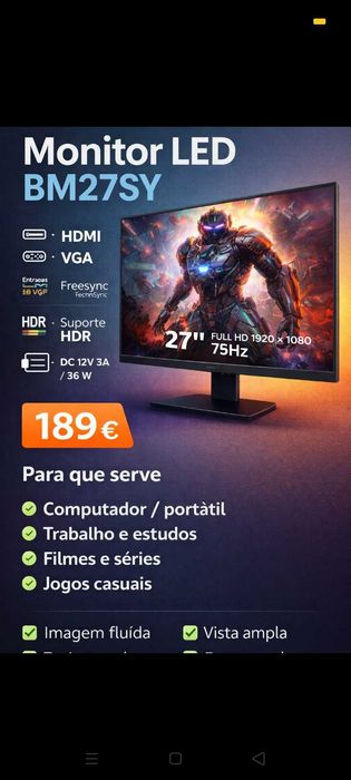 Monitor 27P. 189€. Oportunidades