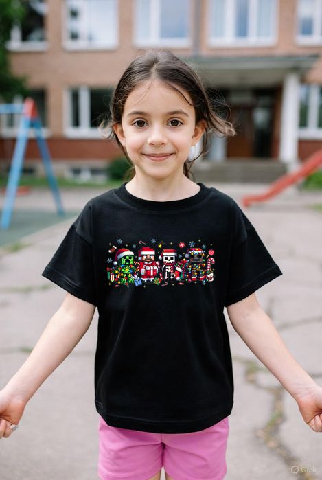Koszulka dziecięca czarna świąteczne minecraft świąteczna prezent 128