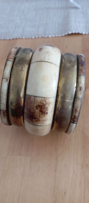 Pulseira vintage metal e osso