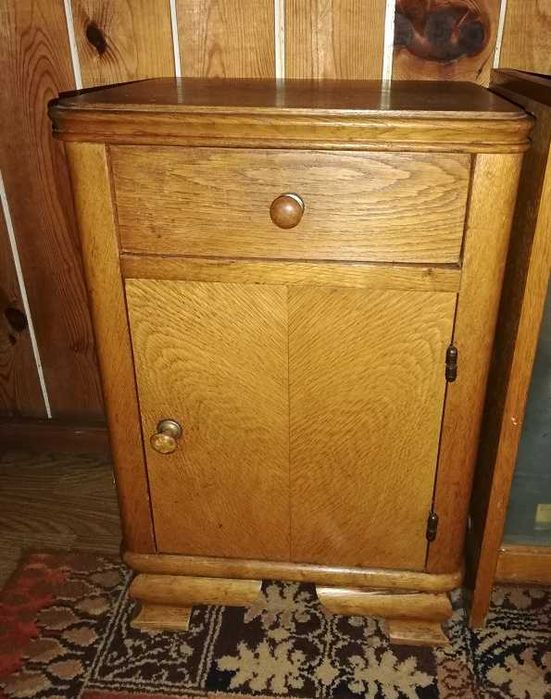 szafka nocna drewniana, lata 40, 50-te