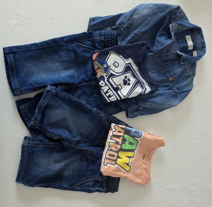 Pack menino 2/3 anos-5 peças- 2tshirt Patrulha Pata+ camisa da Zara+ calções ganga