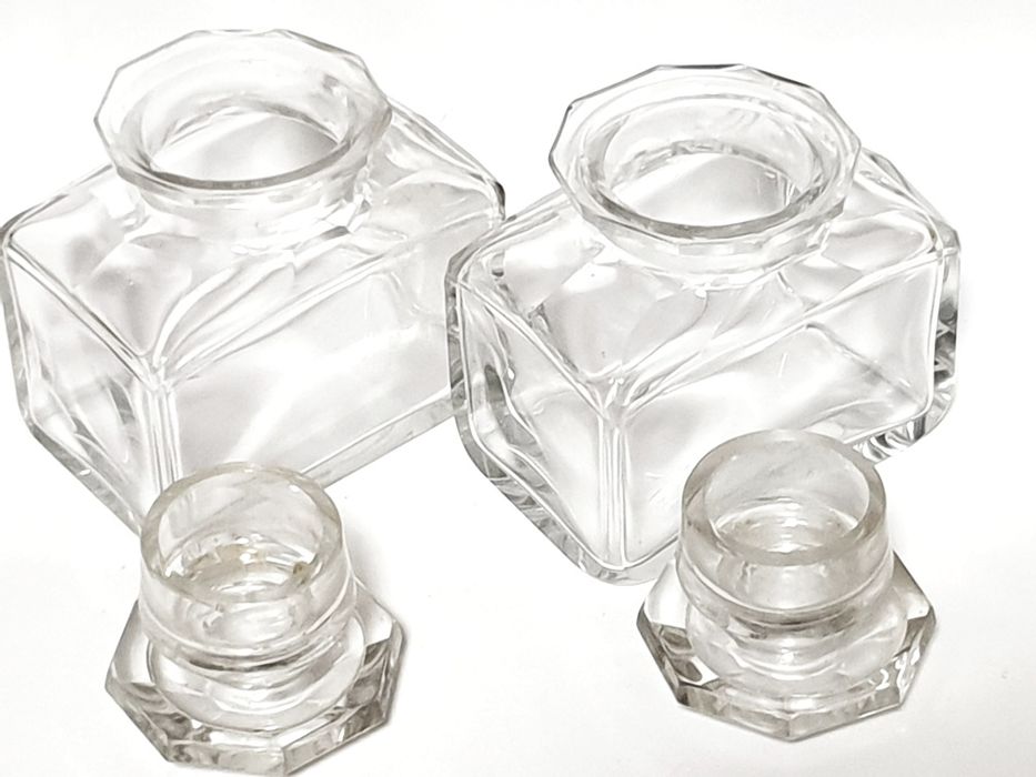 2 raros antigos frascos de chá / tinteiros em cristal Baccarat?