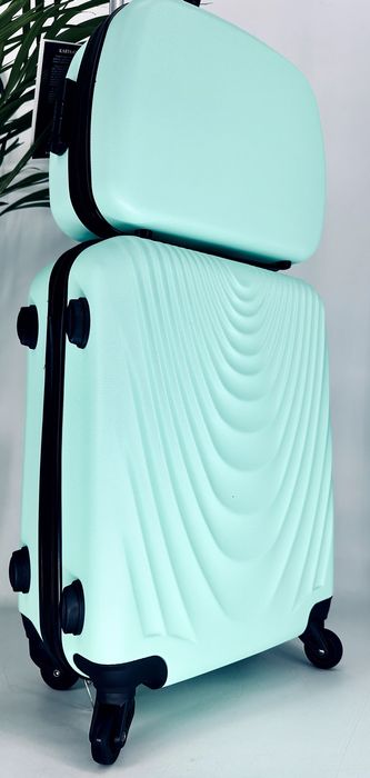 Zestaw walizek walizka i kuferek miętowy