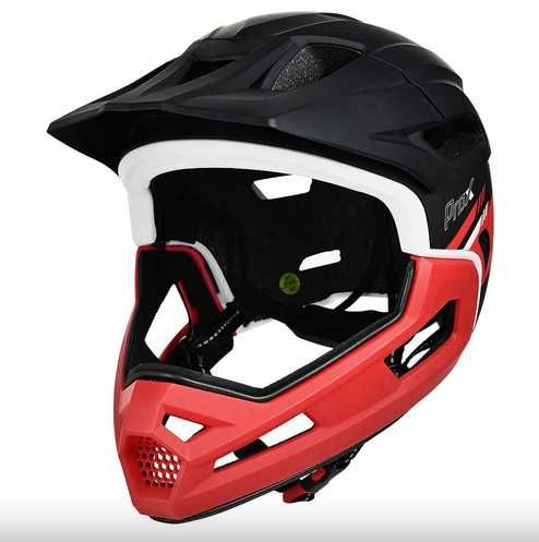 Kask na hulajnogę Rowerow Prox Cage Czerwony FullFace odpinana szczęka