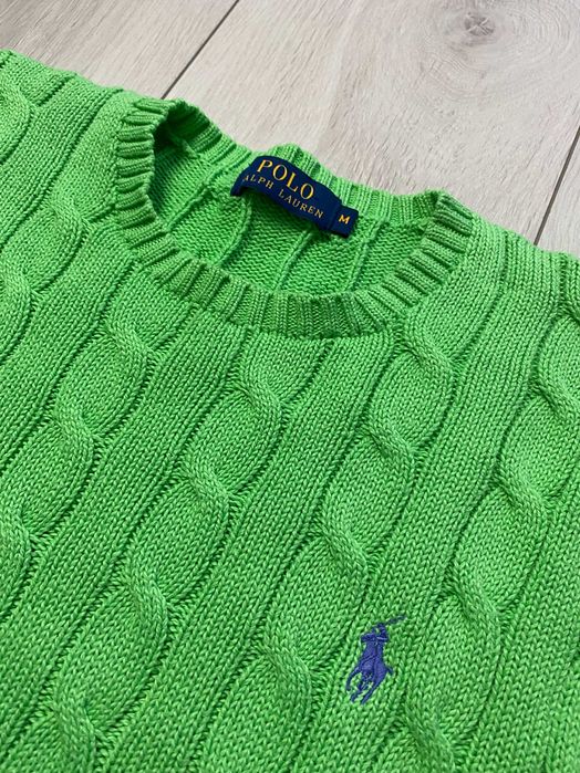 RALPH LAUREN r.M oryginalny sweterek bawełniany warkocz